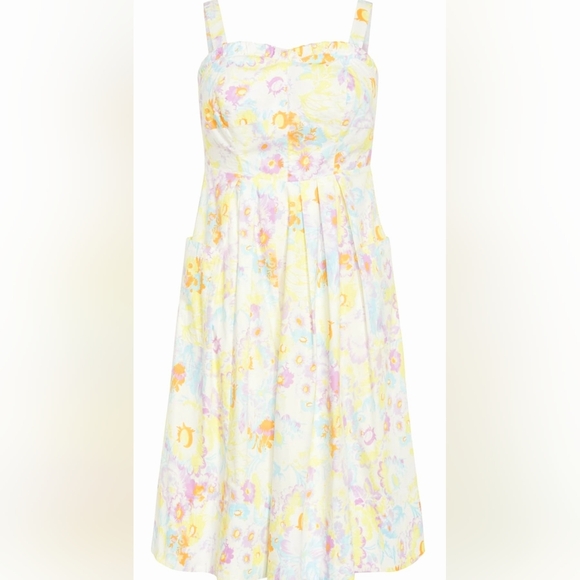City Chic Pastel Floral Midi Dress in Light Blue and Yellow Accents - Picture 12 of 15